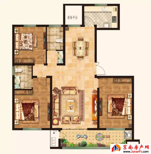 茉莉公馆 3室2厅 114平米 毛坯 75万元
